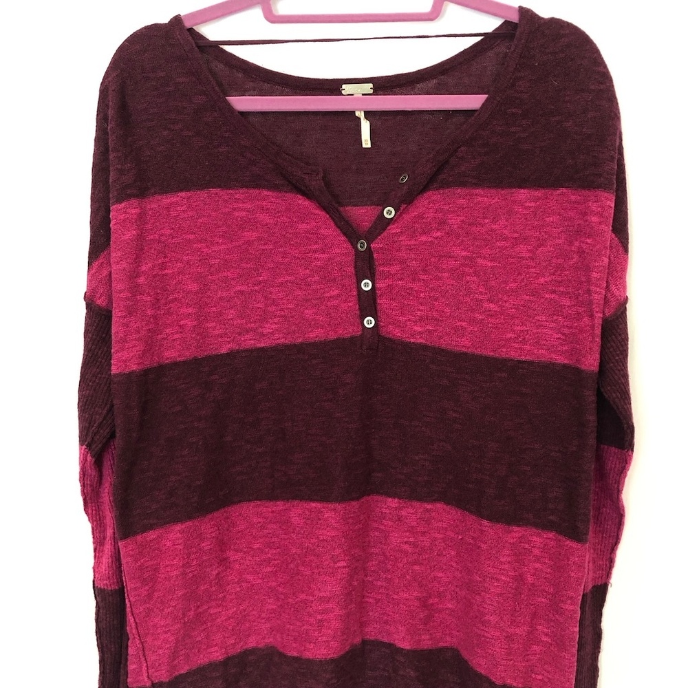 Free People Long Sleeve Stripe Henley